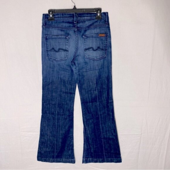 7 For All Mankind Ginger Blue Med Wash Mid Rise Wide Leg Flare Leg Jeans 27 - Picture 14 of 15